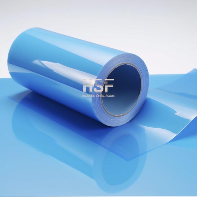 36Î¼m Light Blue Silicone Coated PET Release Film sample showing material texture and color
